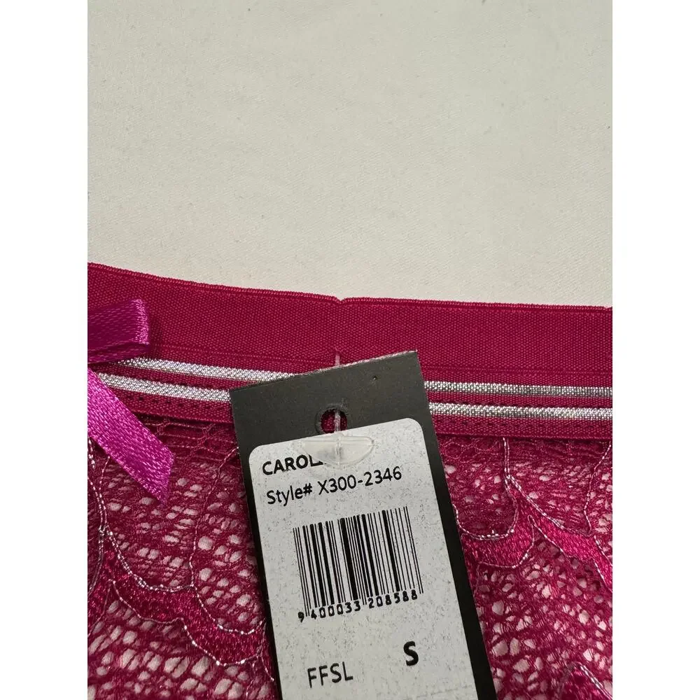 NEW Frederick's of Hollywood Caroline‎ Lace Panty Size S Fuchsia Pink NWT
